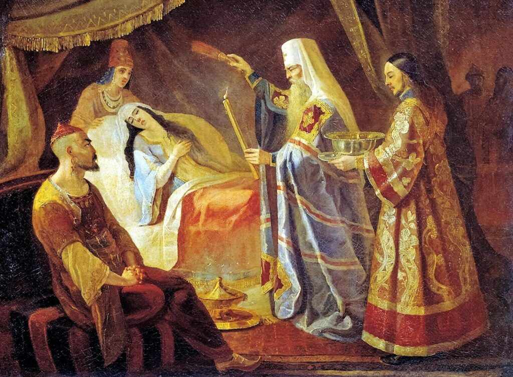 Святитель Алексий исцеляет ханшу Тайдулу.